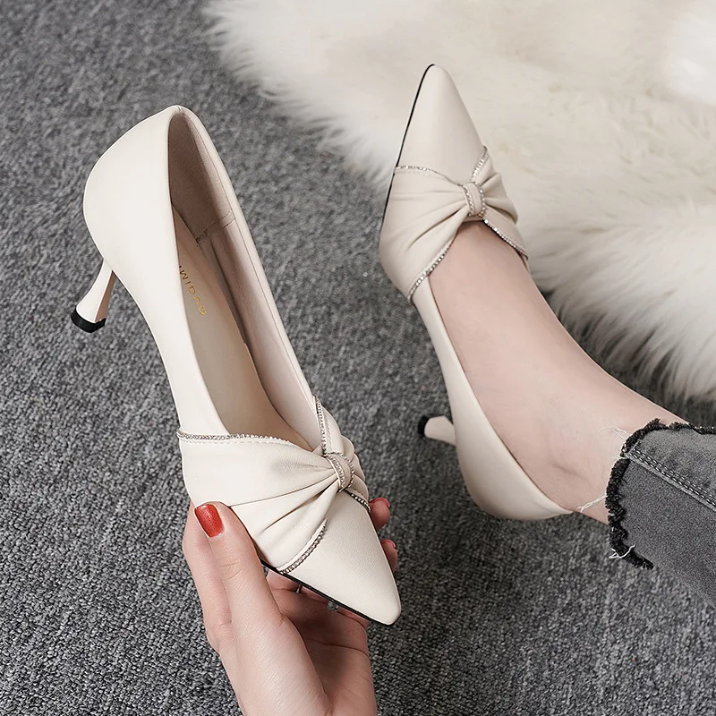 Black High-heeled Women\'s Slender Heel 2024 Autumn New Pointy Work Shoes Temperament Career Women\'s Shoes Not Tired Feet