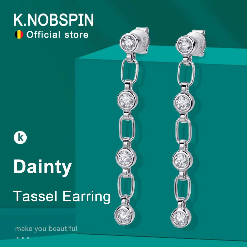 

KNOBSPIN 3 мм серьги с муассанитом для женщин, свадебные круглые серьги-гвоздики с бриллиантовой огранкой из муассанита, однотонные серебряные серьги 925 пробы с кисточками