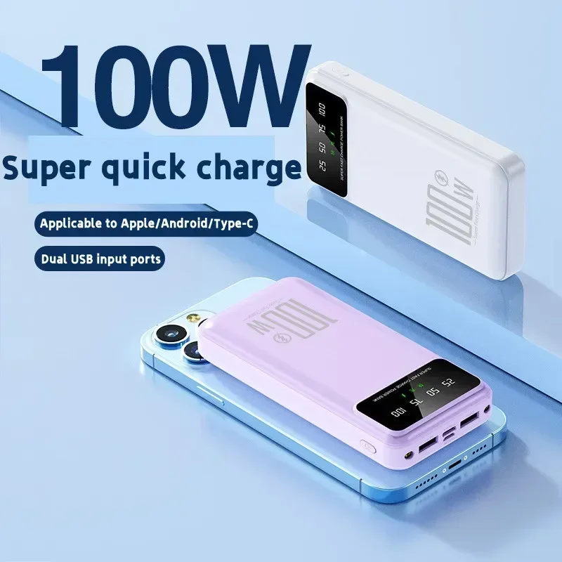 

New 50000mAh 100W Super Fast Charging Power Bank Portable Charger Battery Pack Powerbank for iPhone Huawei Samsung