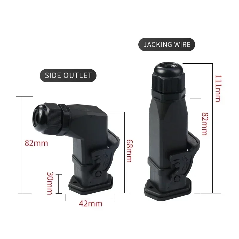 Heavy duty connector HDC-HA 4 (3+1)/ 5(4+1)/6(5+1)/8(7+1) core aviation  electrical cabinet plug socket M20 (plastic case)
