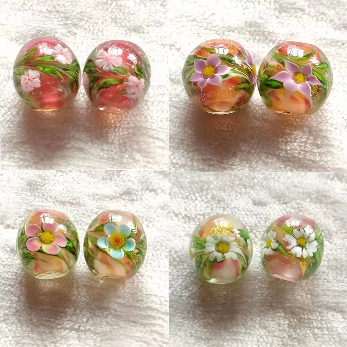 6pieces  14mm Vintage glass loose beads for jewelry making DIY handmade bracelets and earrings