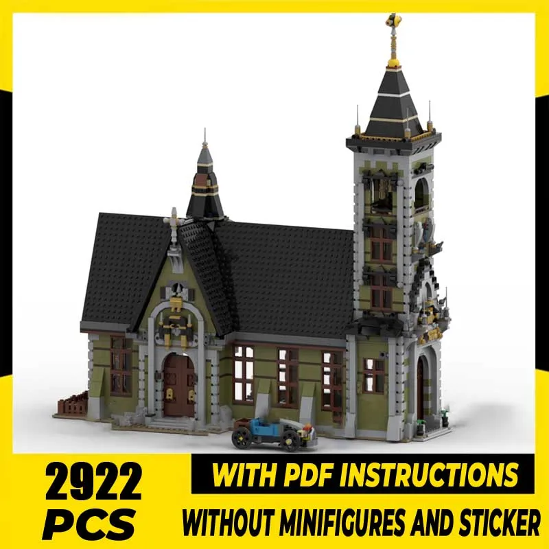 

Модель средневекового замка MOC: Конструктор «Благословенный дом» из технологичных кирпичиков, DIY-набор для сборки, игрушка-конструктор, праздничный подарок