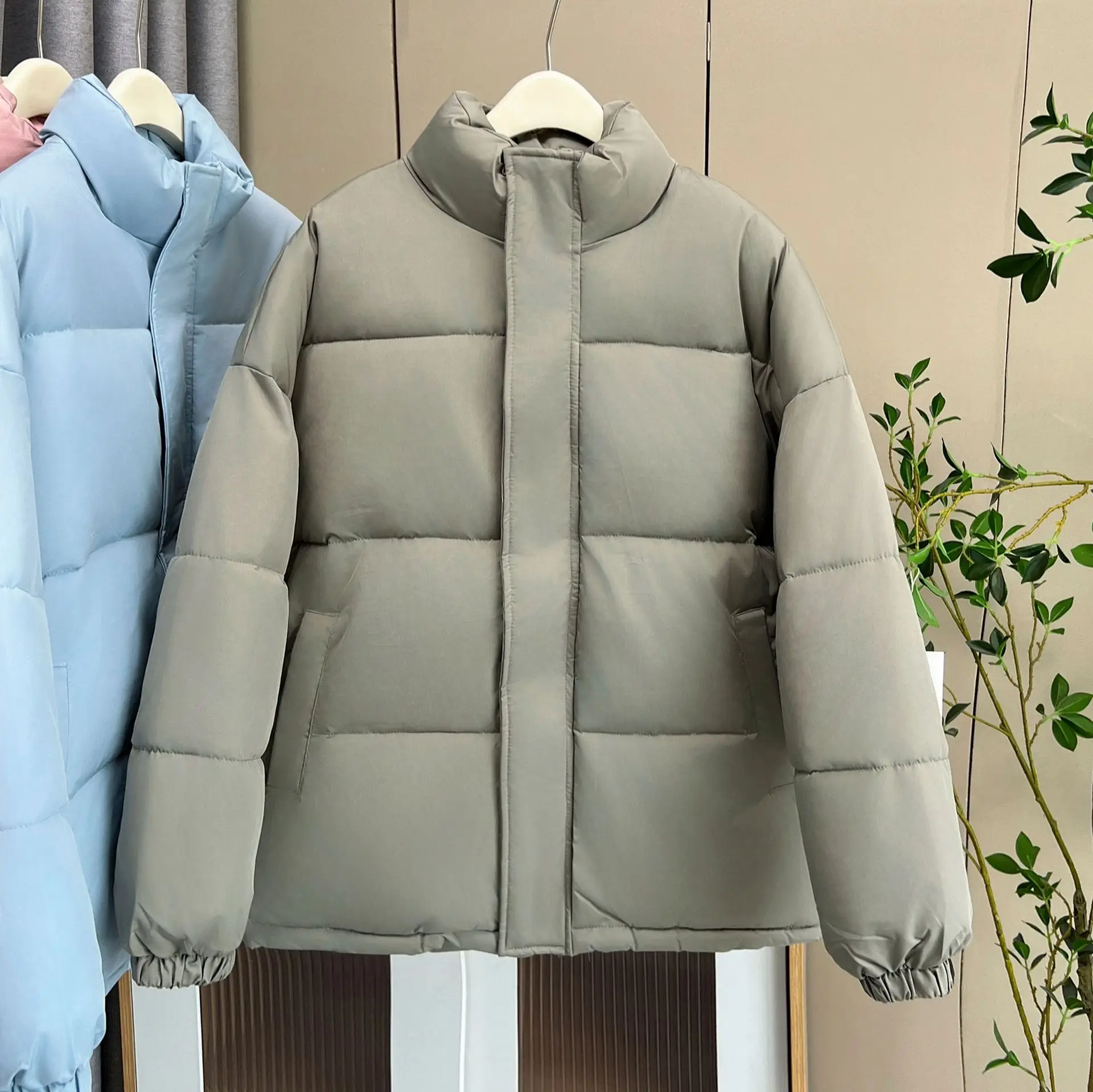 XL XXL Women Parka Winter New Loose Thick Simple Version Stand Collar Solid Color Cotton-Padded Coat 380