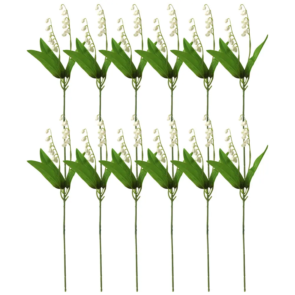 

12Pcs Simulation Lily of The Valley Fake Flowers Lifelike Decorative Bouquet for Home Wedding Party Photography Props