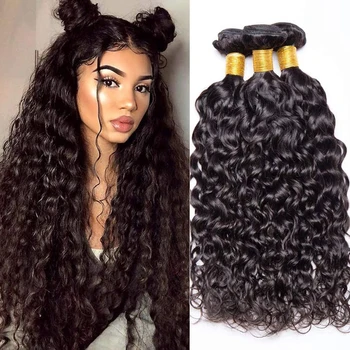 Fasci di onde d'acqua 100% veri capelli umani 8-26 pollici vergini 4 offerte di Bundle estensioni dei capelli grezzi non trattati mongoli capelli ricci profondi
