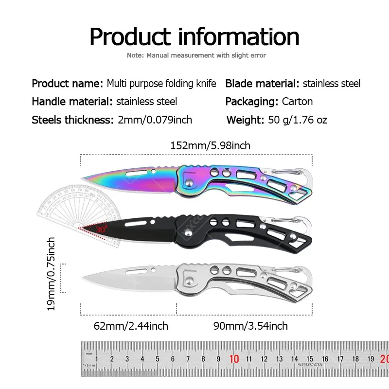 WXCOO Multifunctional Pocket Folding Knife With Keychain Portable Knife Stainless Steel Meat Cutter Boning Knife Fruit Peeler image 6