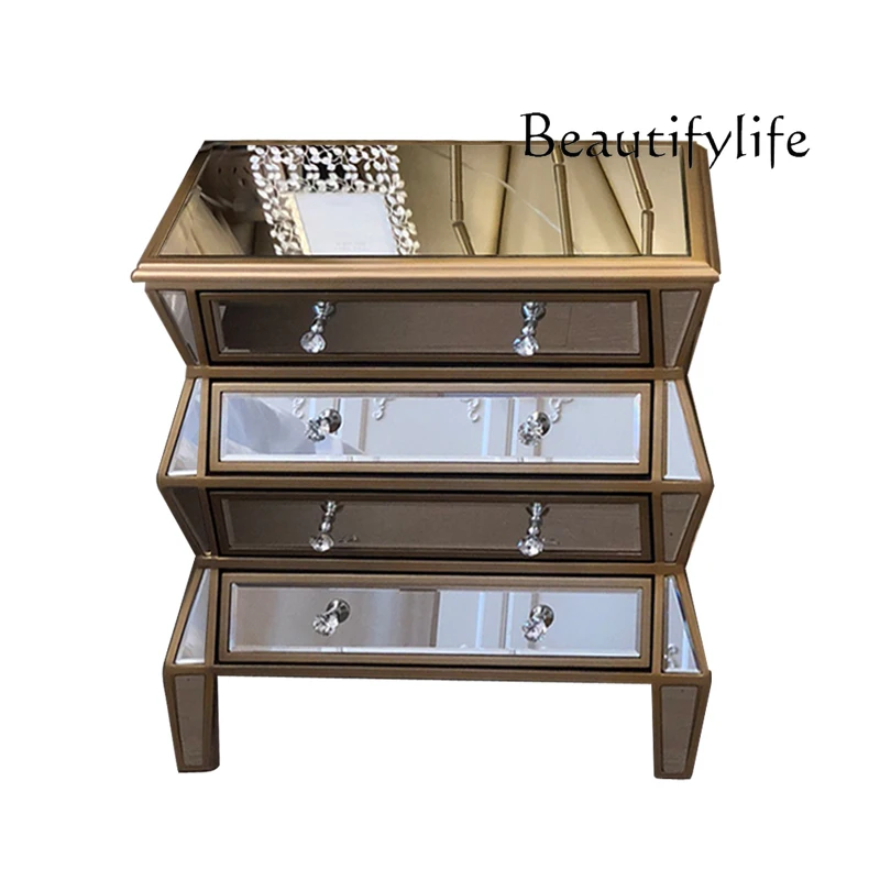

Neoclassical postmodern mirror bedside table simple and fashionable mirror furniture table multi-functional cabinet