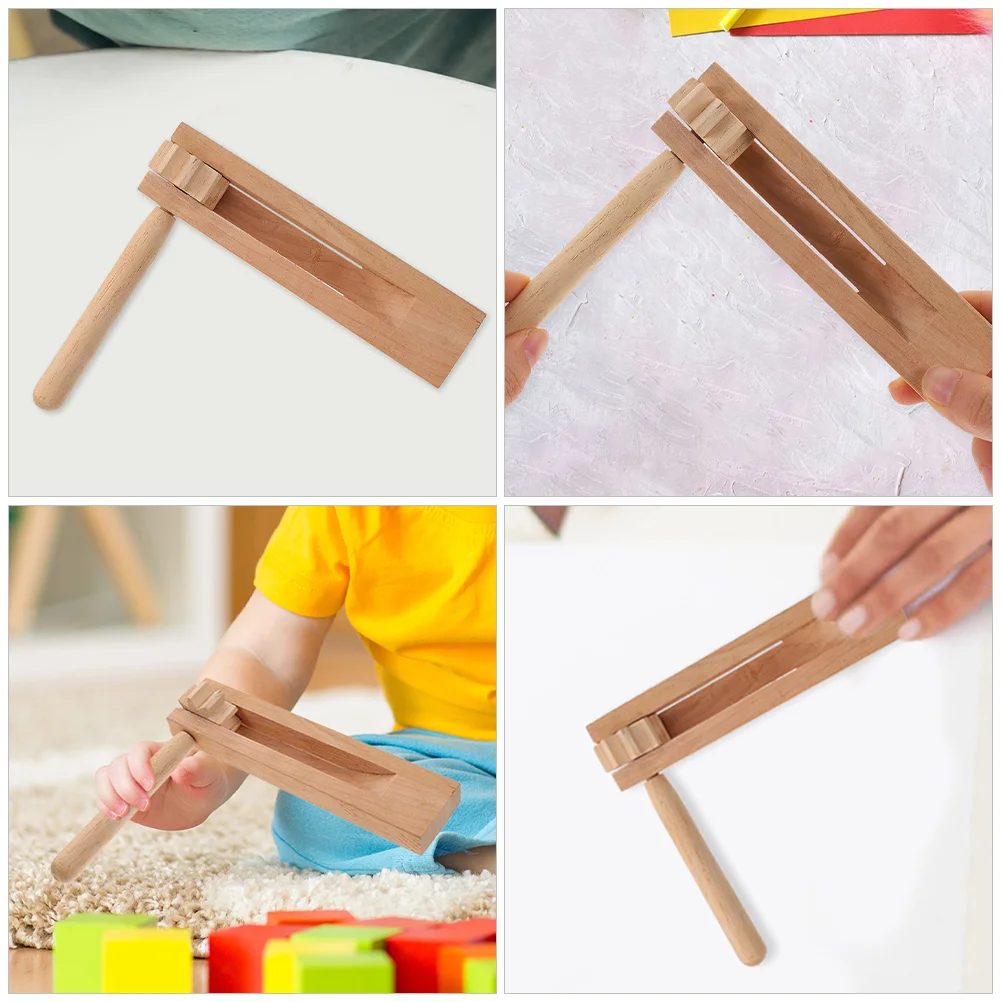 3 Pcs Handheld Soundboard Child Clapper Wooden Long Handle Castanet for Children