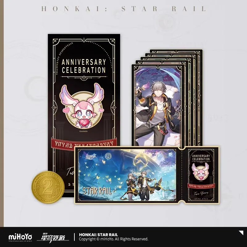 [Genuine] Game Honkai Star Rail 2nd Anniversary Collector's Card Set Commemorative Badge Ticket Anime Cosplay Prop Xmas Gifts
