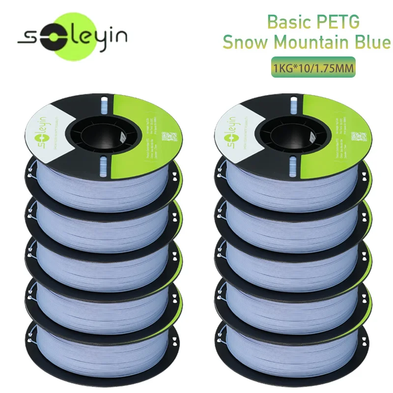 Soleyin PETG 3D-Drucker Filament 10kg 1,75mm, Hochtransparentes, robustes Druckmaterial für 3D-Drucker, 10kg/Spule