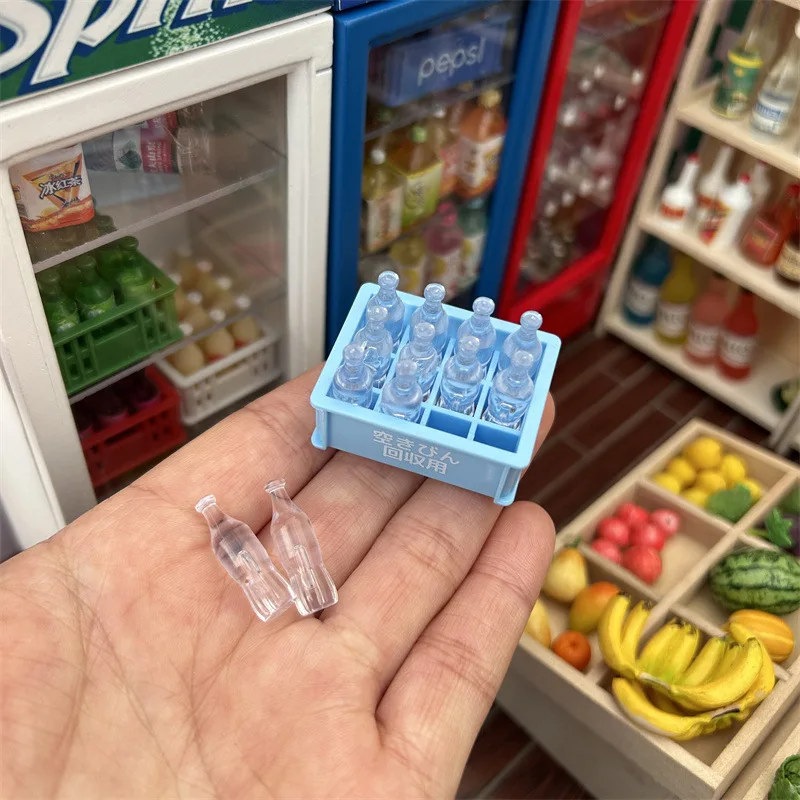 1Set 1:12 Dollhouse Miniature Drinks Soda Drink Bottle with Storage Box Model Doll House Living Scene Decor Toy меблі для кукол