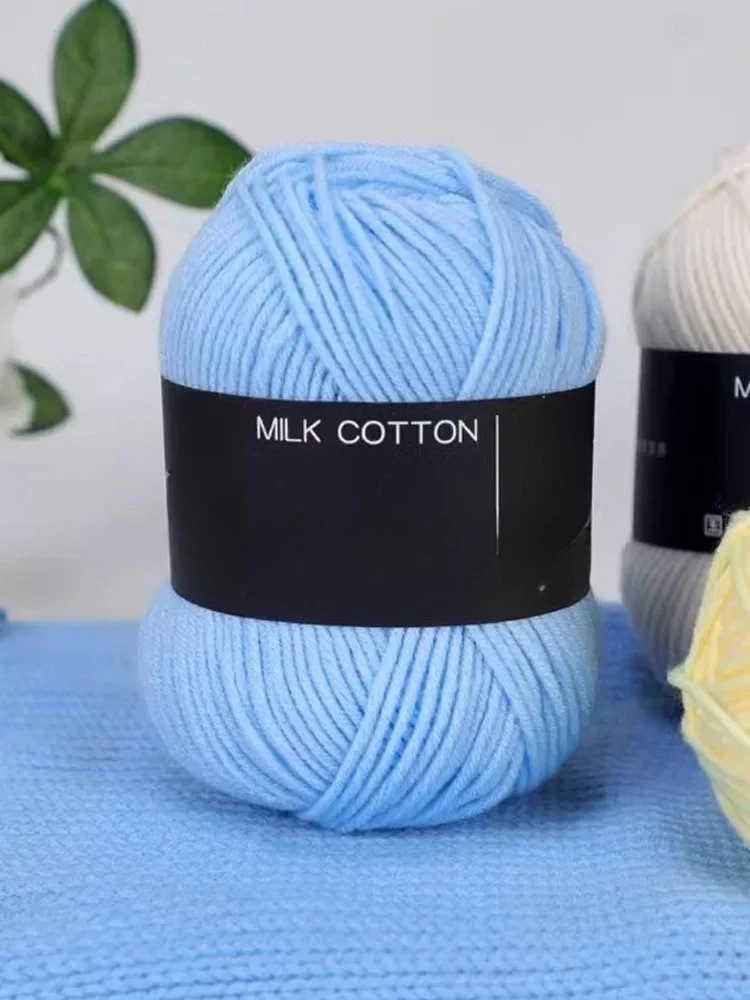 50 g 4-lagiges Milch-Baumwollgarn zum Handstricken, Wolle, Strickgarn, Häkeln, Pullover, Schal, Mütze, Garn, DIY-Linienfäden zum Stricken, handgefertigt
