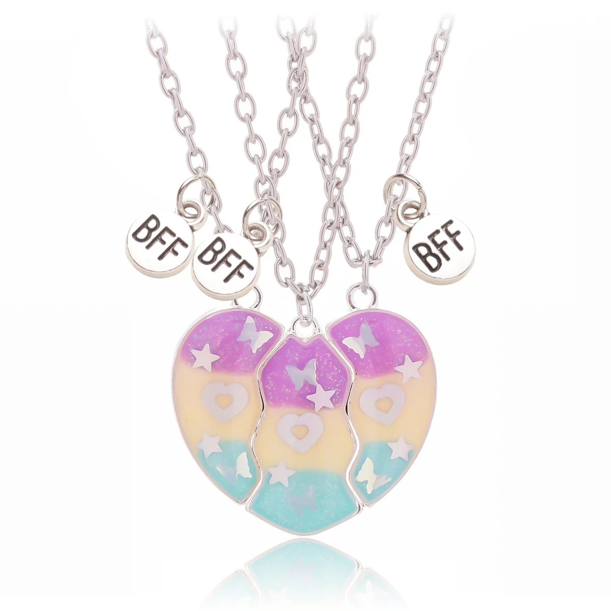 3Pcs/set Magnetism Best Friends Pendant Necklace For Women For School Lover Clavicle Chain BFF Party Jewelry Accessories Gifts