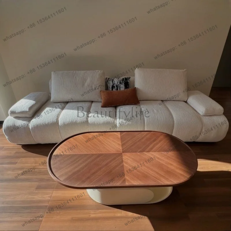 FG Modern simple chenille fabric sofa cream style Italian straight row living room sofas and seating 220 340cm couch home furnit
