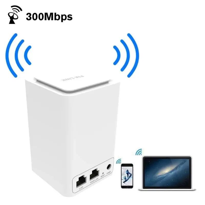 300Mbps WiFi Range Extender Wireless Router/Repeater/AP/Wps Mini Dual Network Built-in Antenna with RJ45 2 Port Wi-fi Router