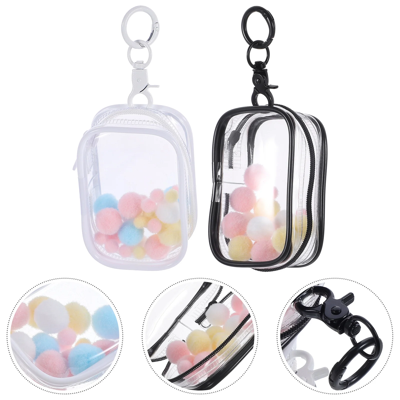 2 Sets Clear Figure Display Bag with Keychain Portable Small Storage Bag Collectibles Display Case