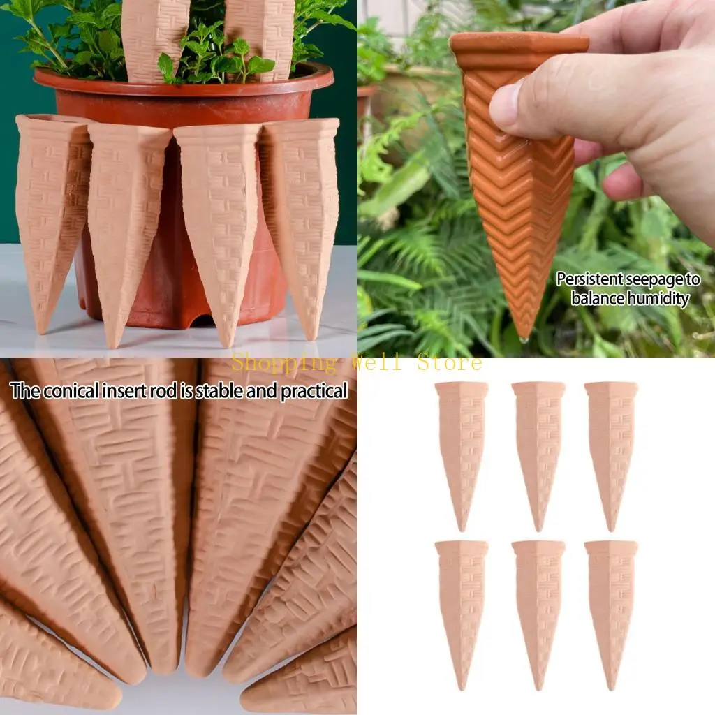 

KX4B 6 Unit Compact Clay Plant Watering Spikes Stakes Ensure Proper Moisture Control
