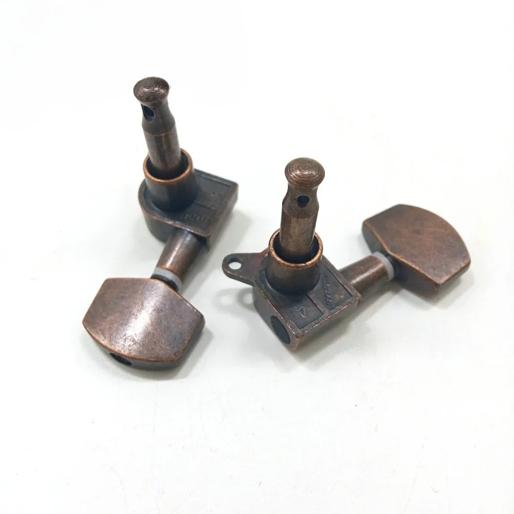 

Folk Acoustic Guitar Tuning Machines 3R3L -Red Bronze Enclosed Gear Pegs Large Square Headstock Tuners for 6 String Guitar Parts