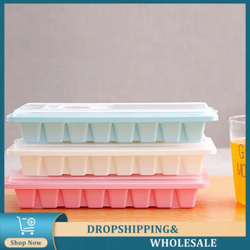 16-grid Tray With Lid Soft Bottom Silicone Mold Kitchen Tool Ice Mould Drinks Maker Tray Durable