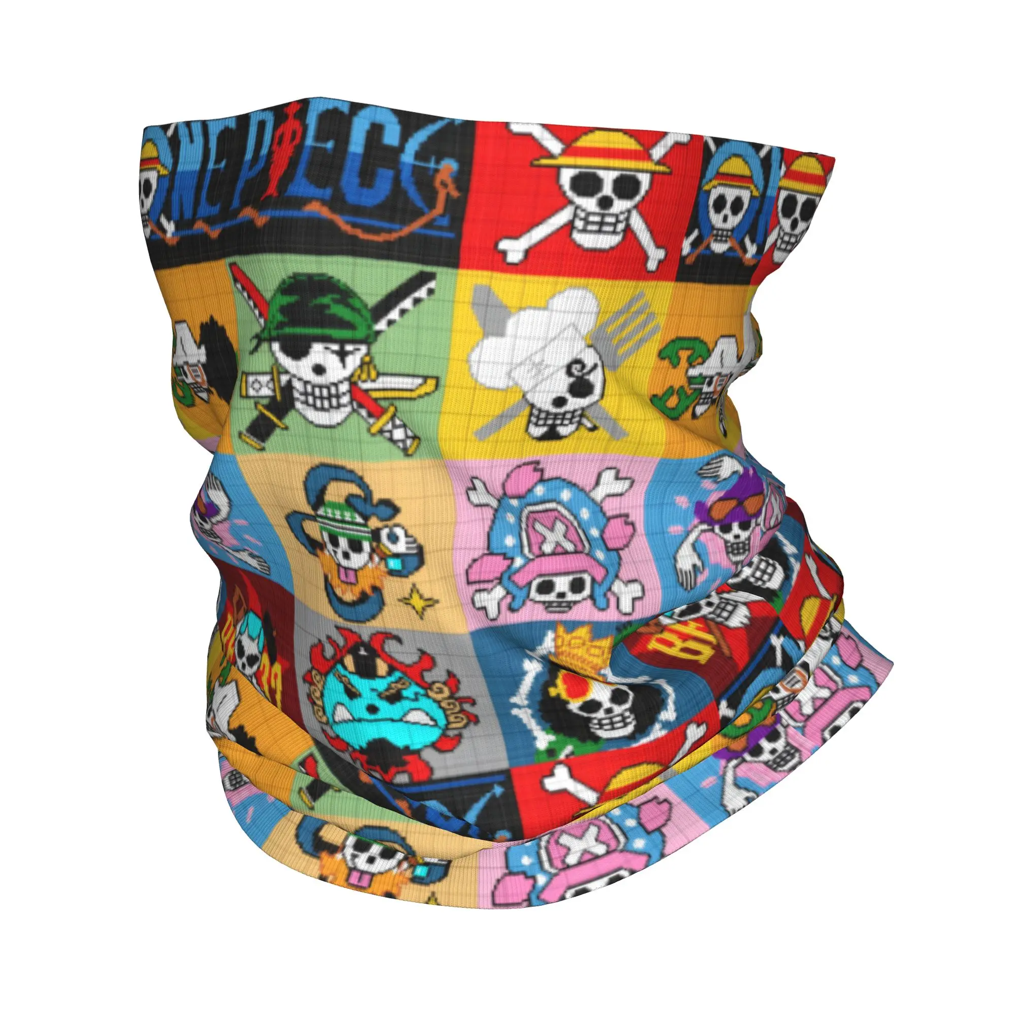 Custom One P-Pieces Luffy Cartoon Bandana Neck Gaiter for Ski Camping Women Men Wrap Scarf Comics Headband Warmer