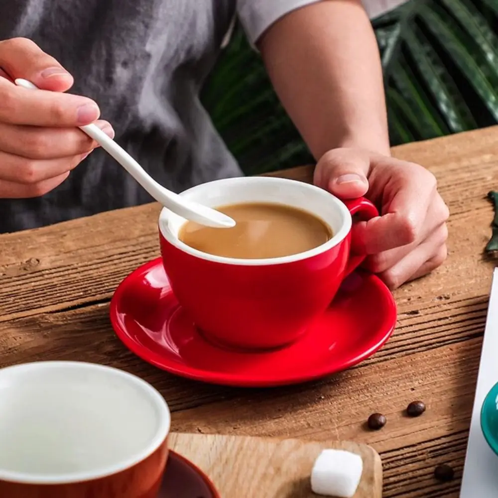

Multipurpose 220ml Ceramic Coffee Cup Solid Color with Base Cappuccino Cup European Style Tea Cup Espresso