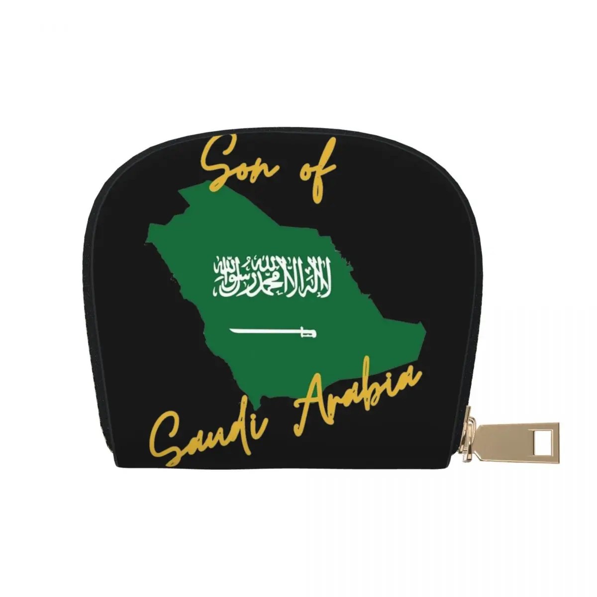 Bolsa de almacenamiento de tarjetas de monedas de cuero con bandera del mapa de Arabia Saudita, monedero de moda, billetera de gran capacidad, tarjetero portátil