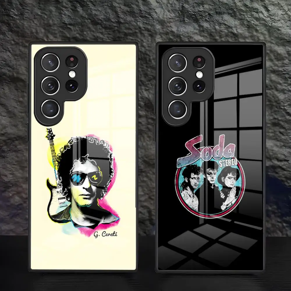 Funda de teléfono Gustavo Cerati Soda Stereo para Samsung S26 S25 S24 FE S23 S22 S21 Plus S20 Ultra Note20Ultra, cubierta de cristal negro
