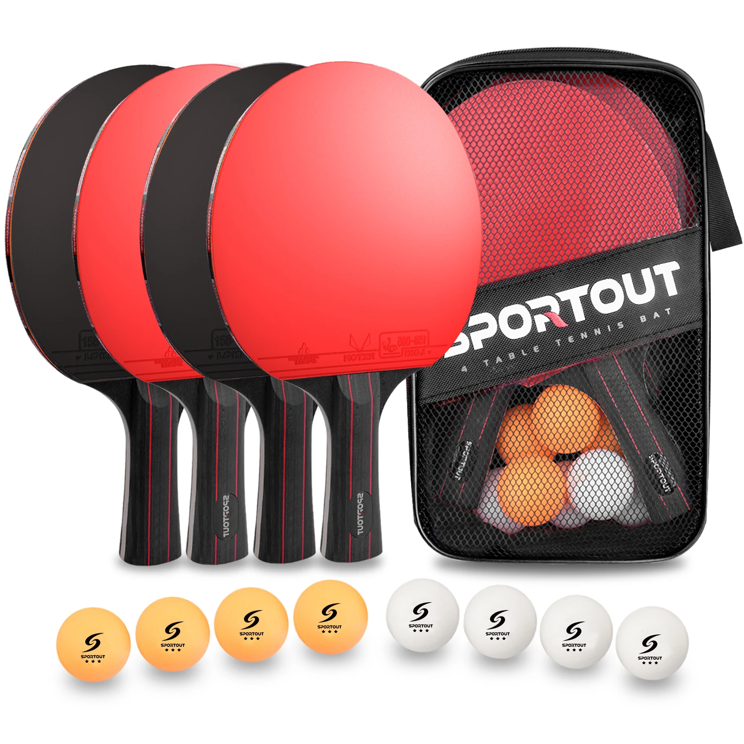 

Ракетки для настольного тенниса Sportout, переносные ракетки для настольного тенниса, пинг-понга, для улицы, для помещения, для настольного тенниса с 3-звездочным пинг-Поном