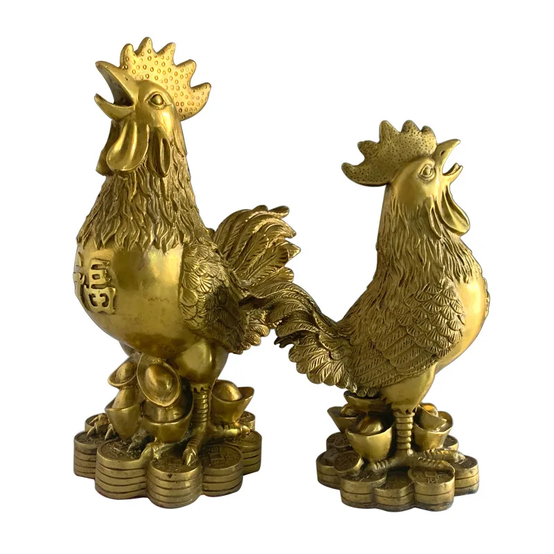 

SOURCE Manufacturer Copper Fu Character Chicken Copper Cock Shoe-Shaped Gold Ingot Chicken Chinese Zodiac of Rooster Bronze Craf