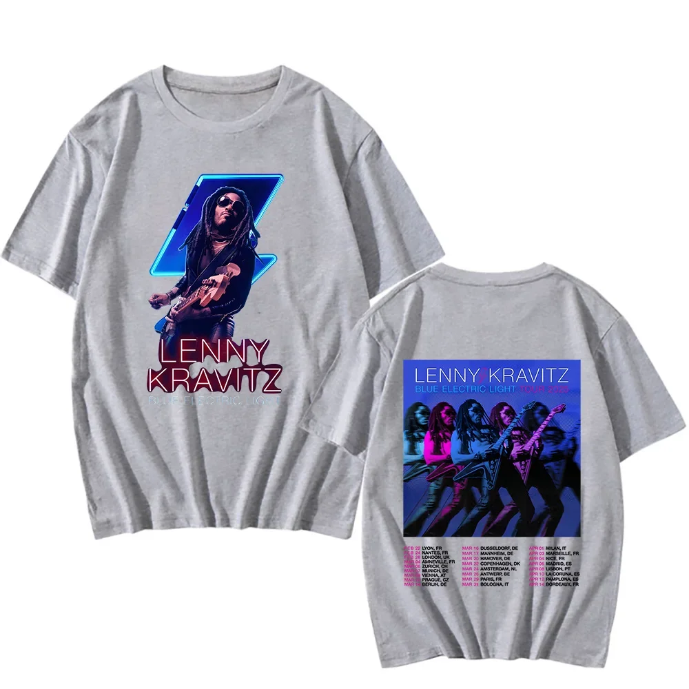 Lenny Kravitz Blue Electric Light Tour Tshirts Fan Gifts Classic Cotton Tops Women Men New Pattern T-shirts Crewneck Casual Tees image 6