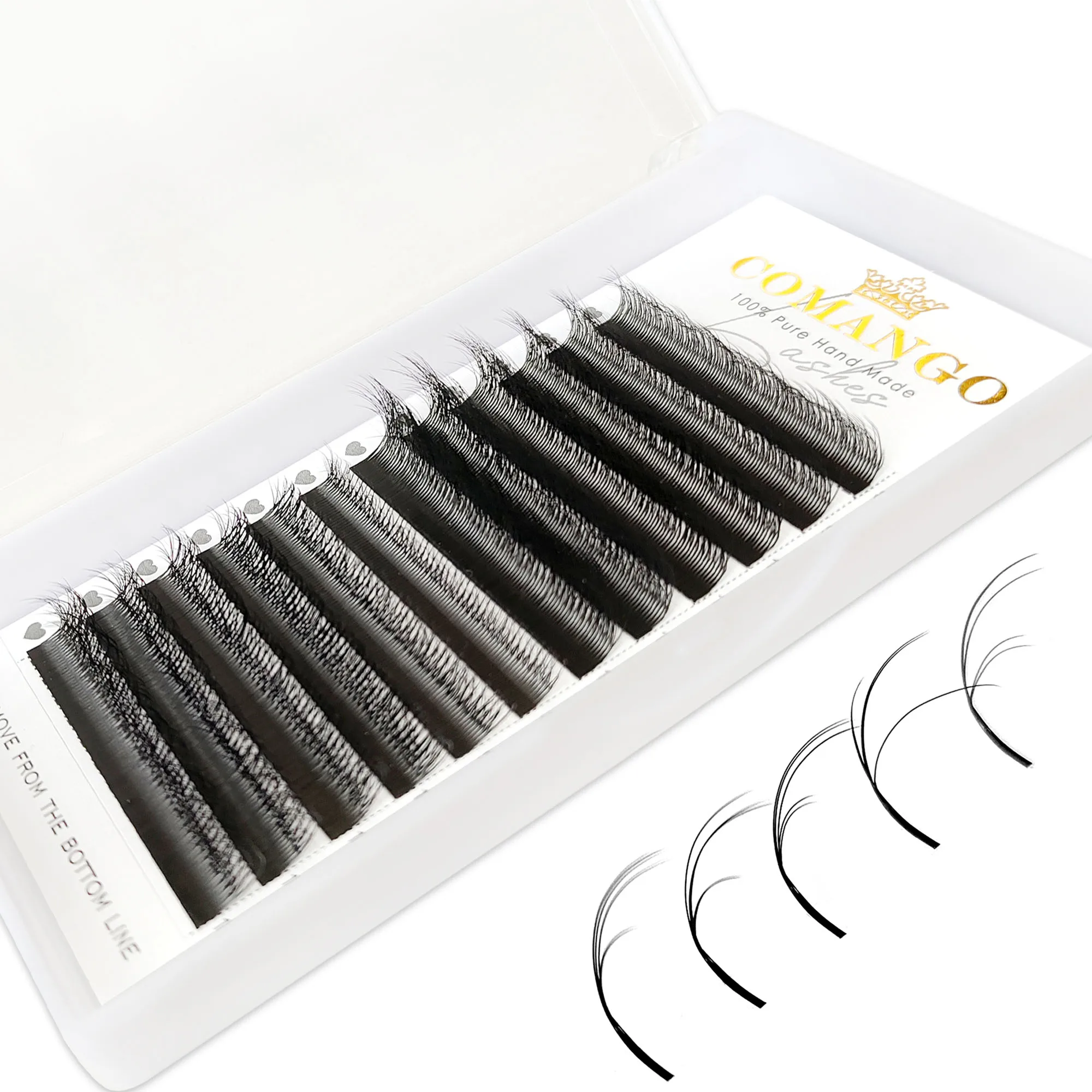 CoMango Fox 5D YY Shaped Eye Lashes Extension Matte Black Fox Eye Style Lashes Premium Premade Volume Soft Fans Lashes Makeup