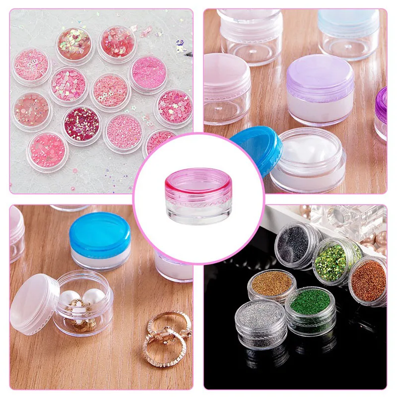 5pcs 2g/3g/5g/10g/15g/20g Empty Plastic Cosmetic Makeup Jar Pots Transparent Sample Bottles Eyeshadow Cream Lip Balm Containers