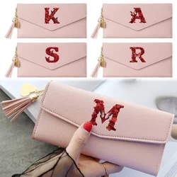 Women Wallets Leather Long Purses Femal Clutch Handbag Coin Purse Cards Holder PU Leather Billfold Wallet Red Rose Pattern