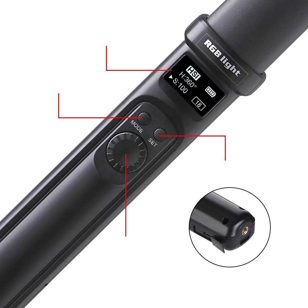20W RGB WY LED 사진 촬영용 핸드헬드 완드 비디오 필 스틱 알루미늄 카메라 비디오 소프트박스 조명