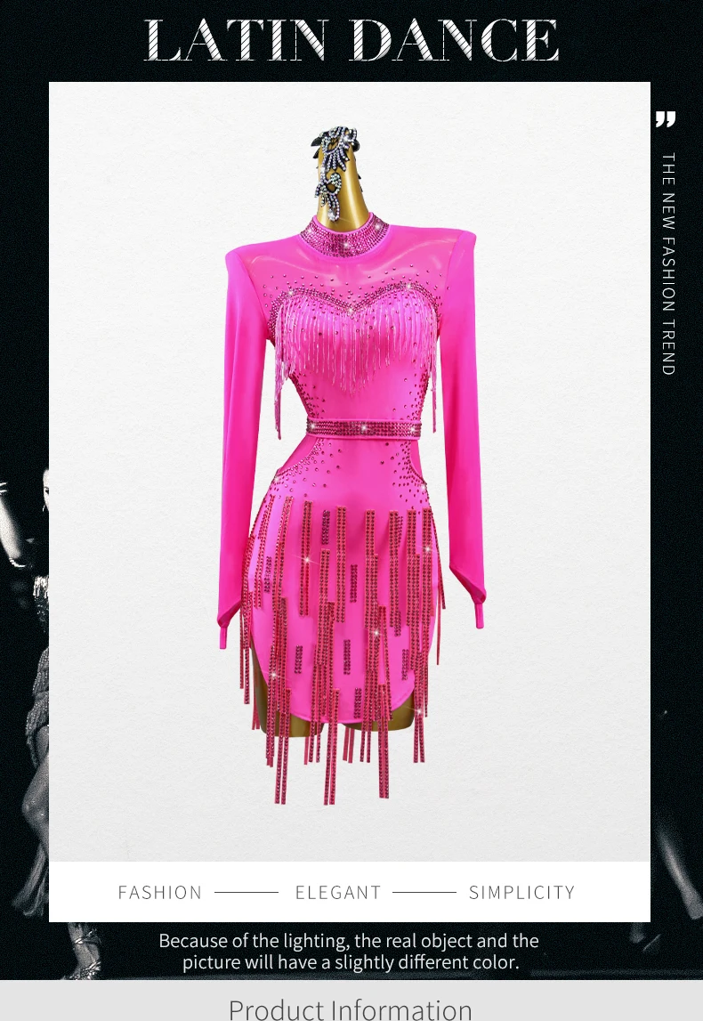 Kostüm für Damen 2026, elegantes Abendkleid, lateinamerikanische Tanzkleidung für Mädchen, Samba-Outfit, Party-, Wettbewerbs- und Auftrittsrock – Detail 2