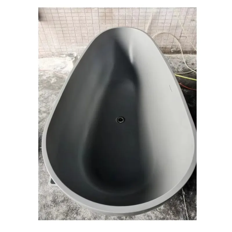 

Modern Egg Oval Shaped Solid Surface Bathroom Tub Cheap Price Artificial Stone Bathtub Faucet Free-standing Soaking Hotels