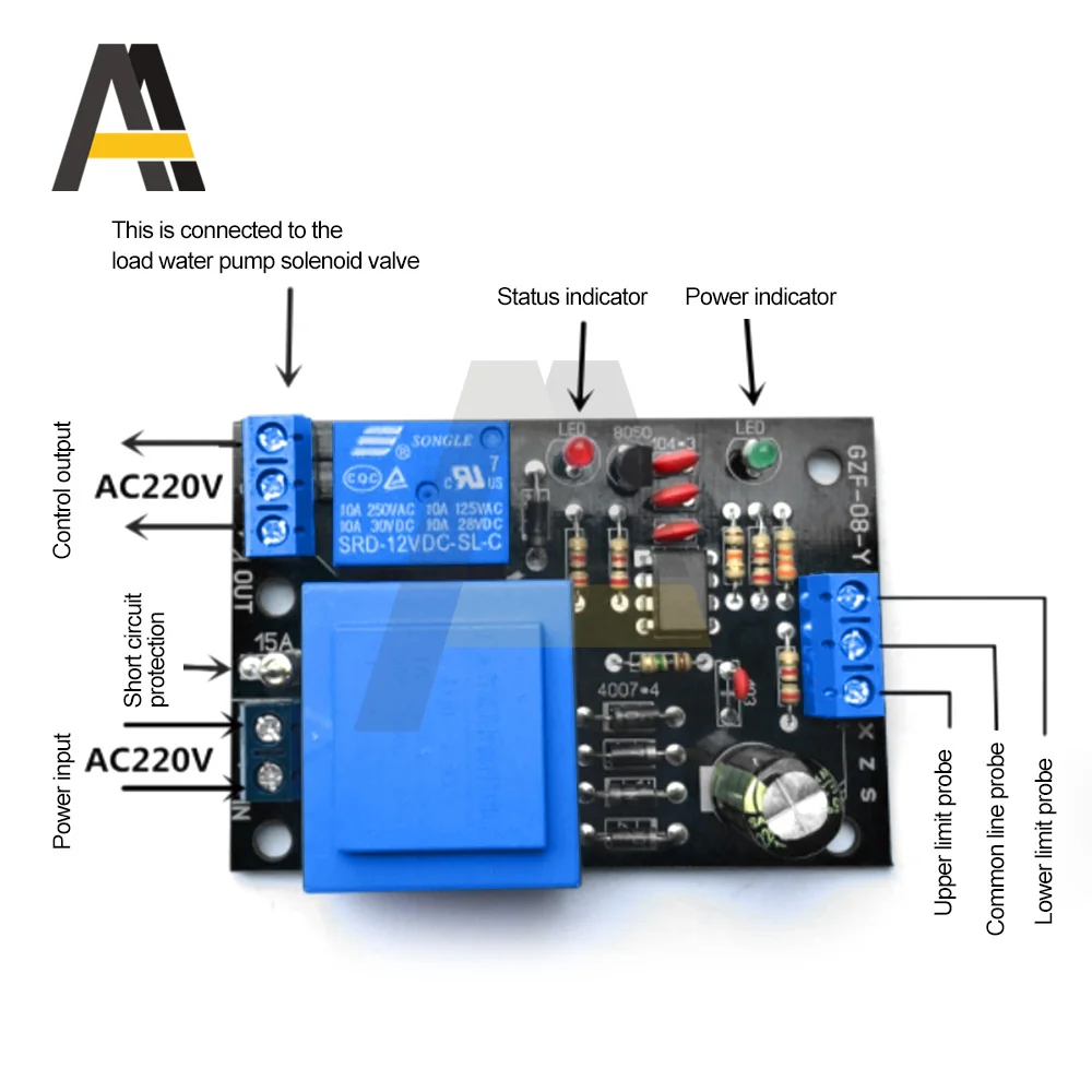 Su seviyesi sıvı seviye müşiri sensörü 10A AC 220V güç kaynağı otomatik pompalama su drenaj kontrol panosu su deposu için