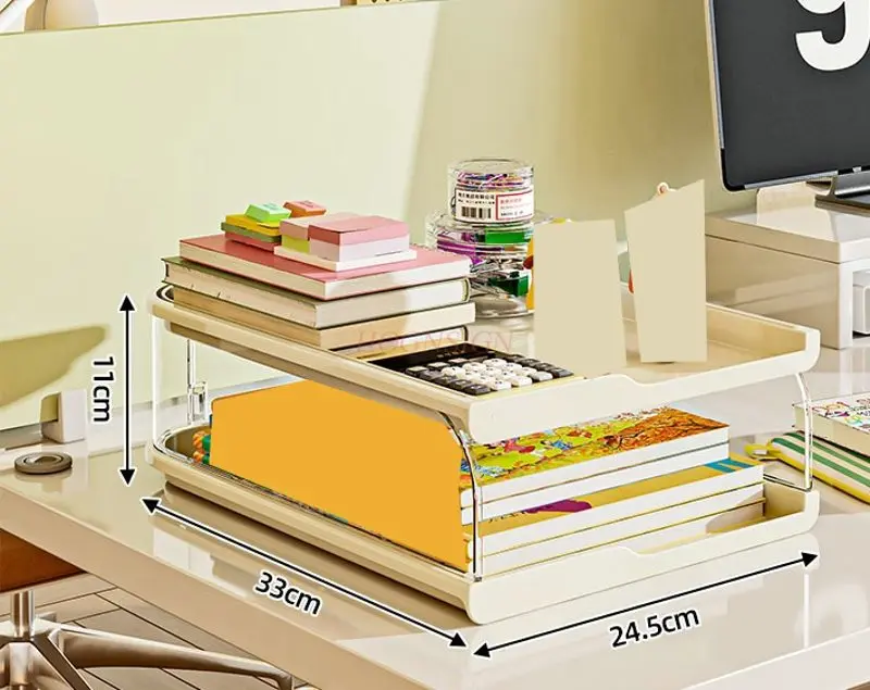 1pcs Desk storage rack, bookshelf, file rack, layered book A4 paper, learning and organizing box, student desktop storage box