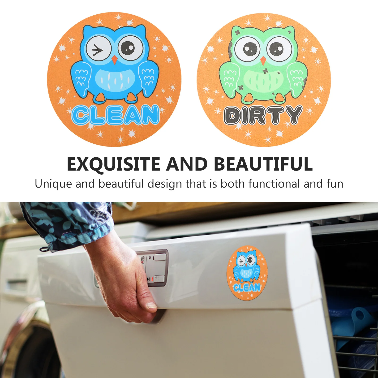 مغناطيس غسالة الصحون علامة نظيفة قذرة مزدوجة الوجهين الكرتون غسالة مؤشر المغناطيسي اكسسوارات المطبخ مكتب المنزل #3