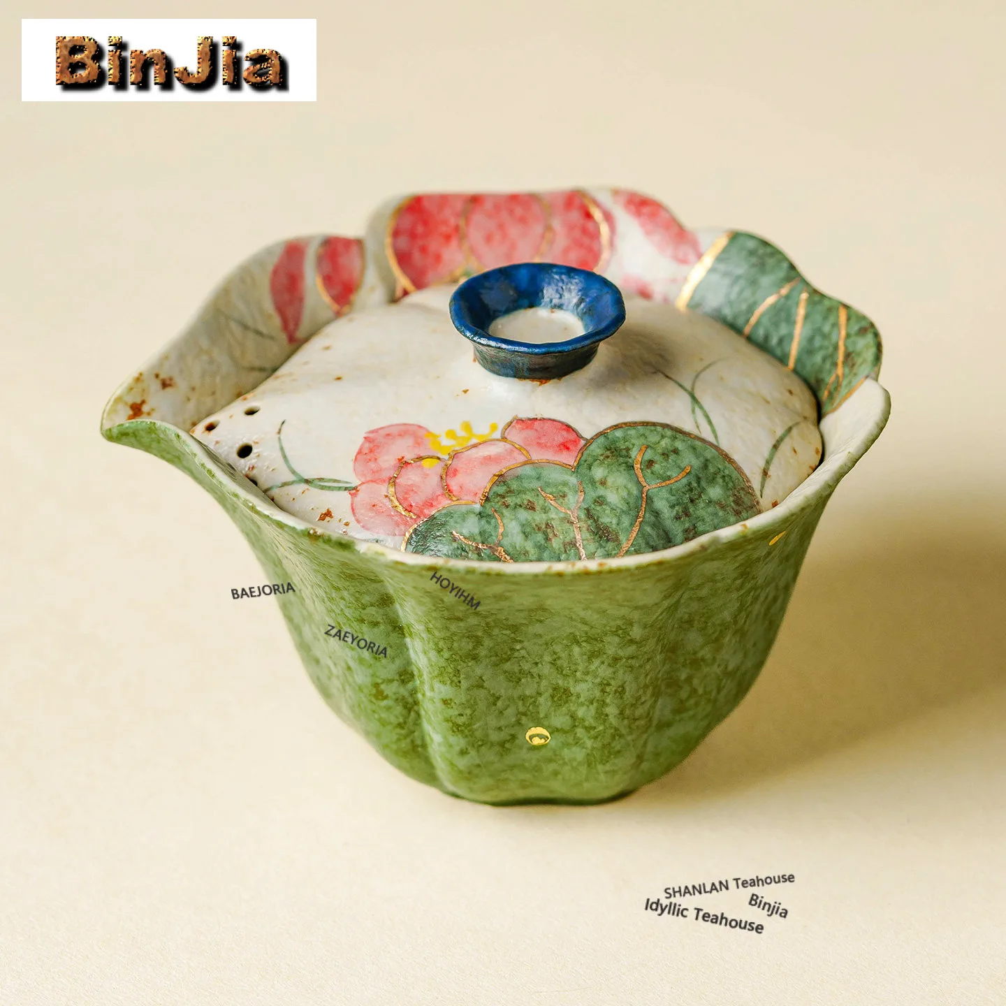 

135ml Hand Painted Koi Playing With Lotus Teapot Zen Tea Infuser Pot Household Tea Maker Kettle With Strainer Teaset Collection
