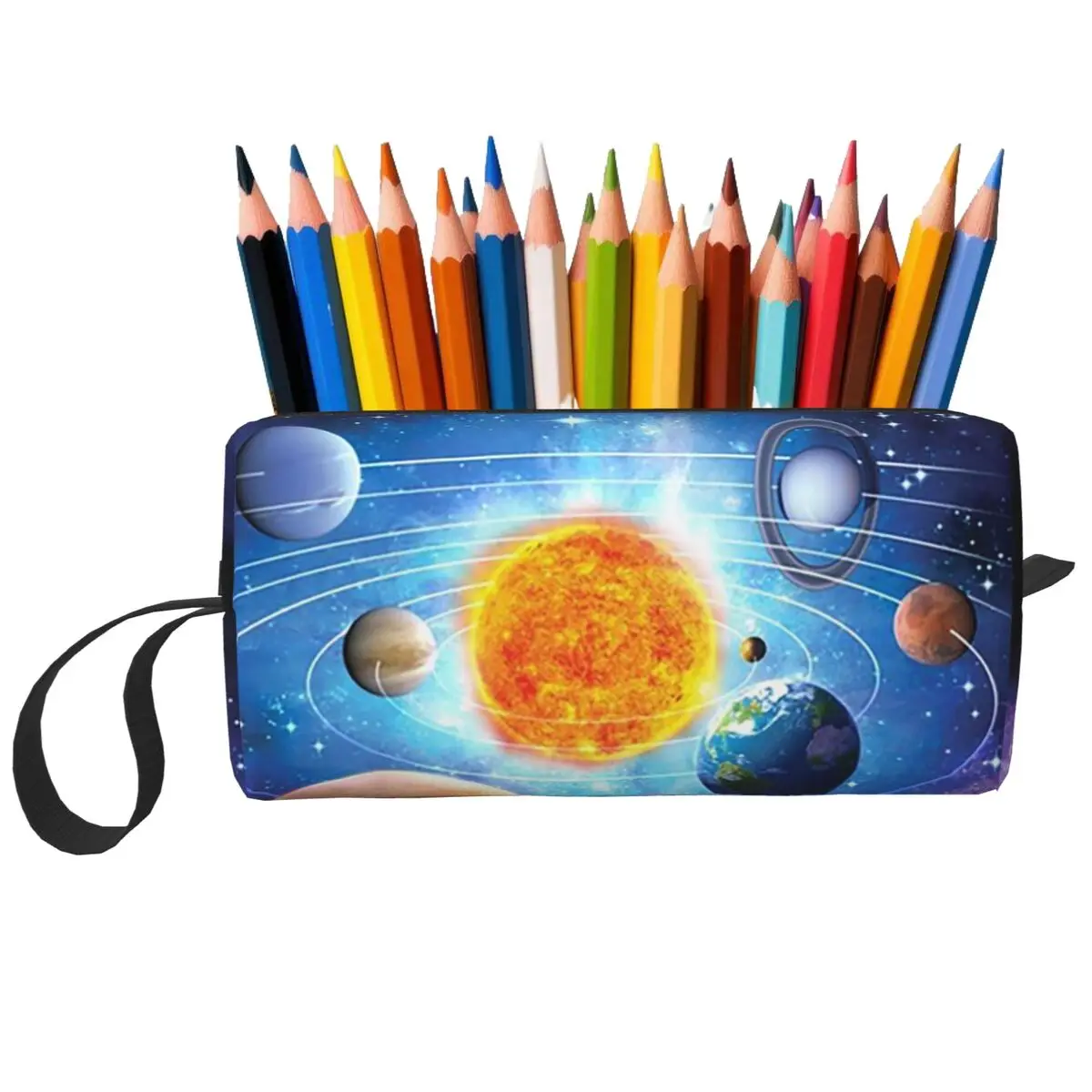 Solar System Space Planets Universe Pencil Case for Studen Pen Box Pencil Bag Stationery Supplies Women Cosmetic Bag