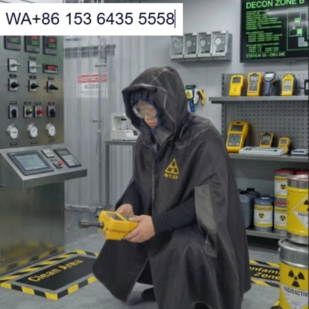 Anti-Pollution Barrier Cape Garment Hooded with Full Visor, Gamma & Acid Resistant, for Nuclear Lab & Chemical Handling