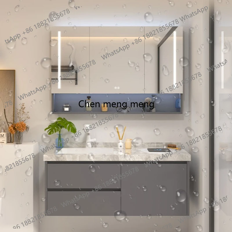 Washing machine integrated cabinet combined rock slab bathroom balcony toilet hand basin cabinet