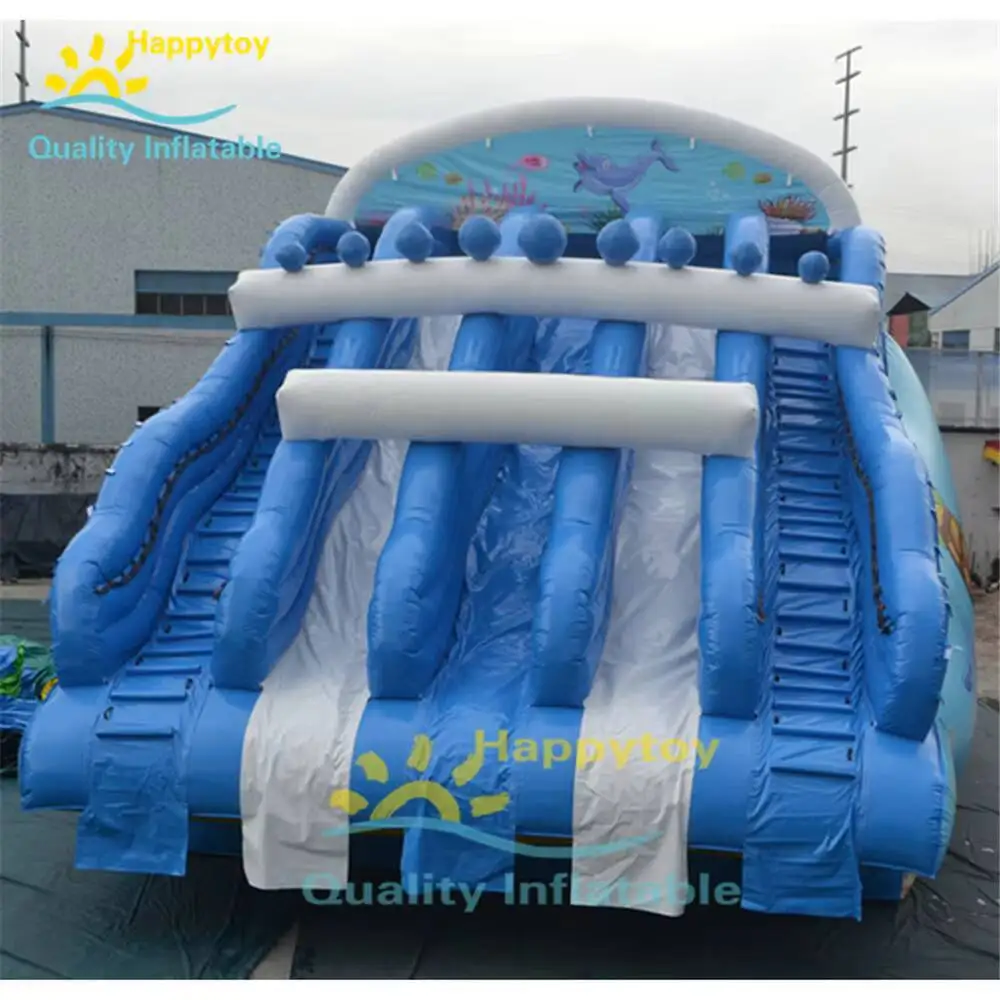 Sommer wasser park stahl pool verwenden aufblasbare pool rutsche mit kletterwand