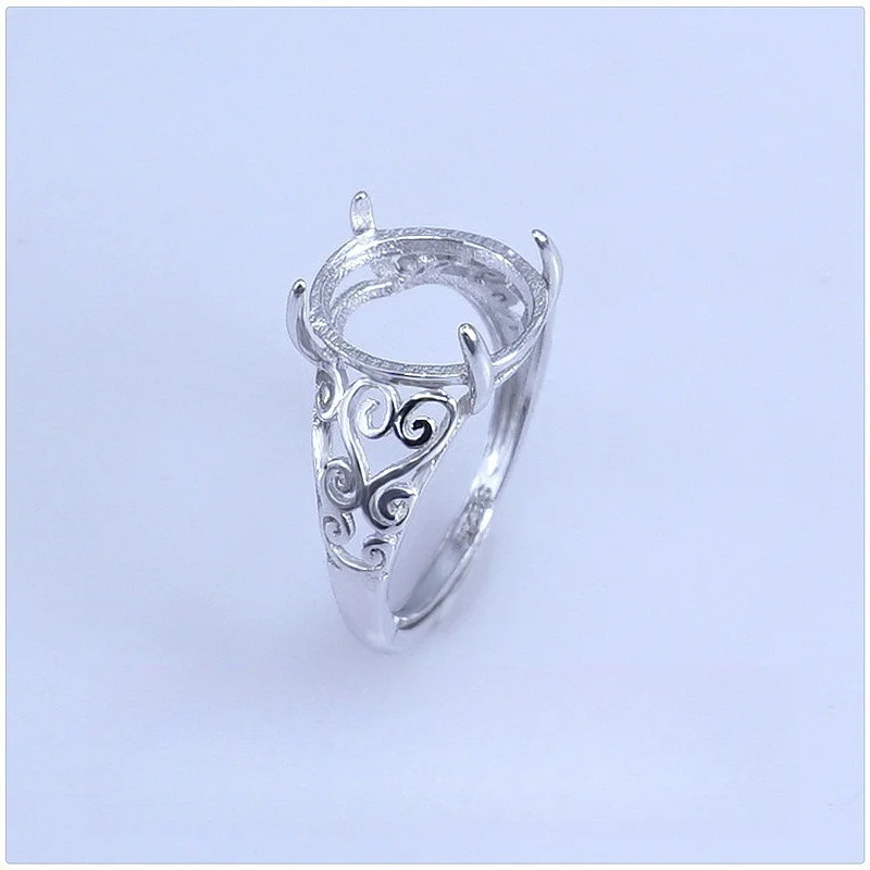 Prong Setting 8*10/11*13/12*15/13*17/15*20mm Gemstone S925 Sterling Silver Ring Empty DIY for Women Fine Charm Jewelry Accessory