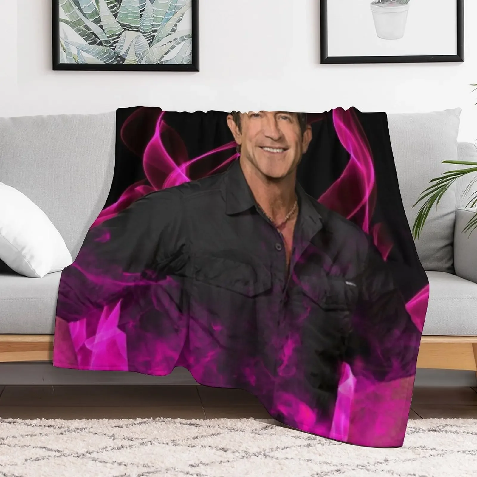 Jeff Probst Handsome Pink Glow Fire Blow Throw Blanket Multi-Purpose Comforter Softest Camping Blankets