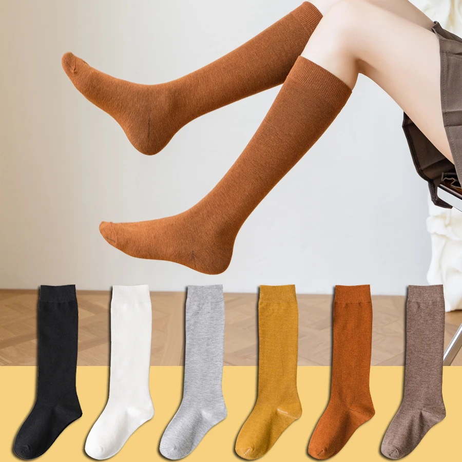 3 Pairs Women's Solid Compression Calf Socks Comfy Simple Knee Hig Socks Women Stockings Running Nursing Athletic Activities