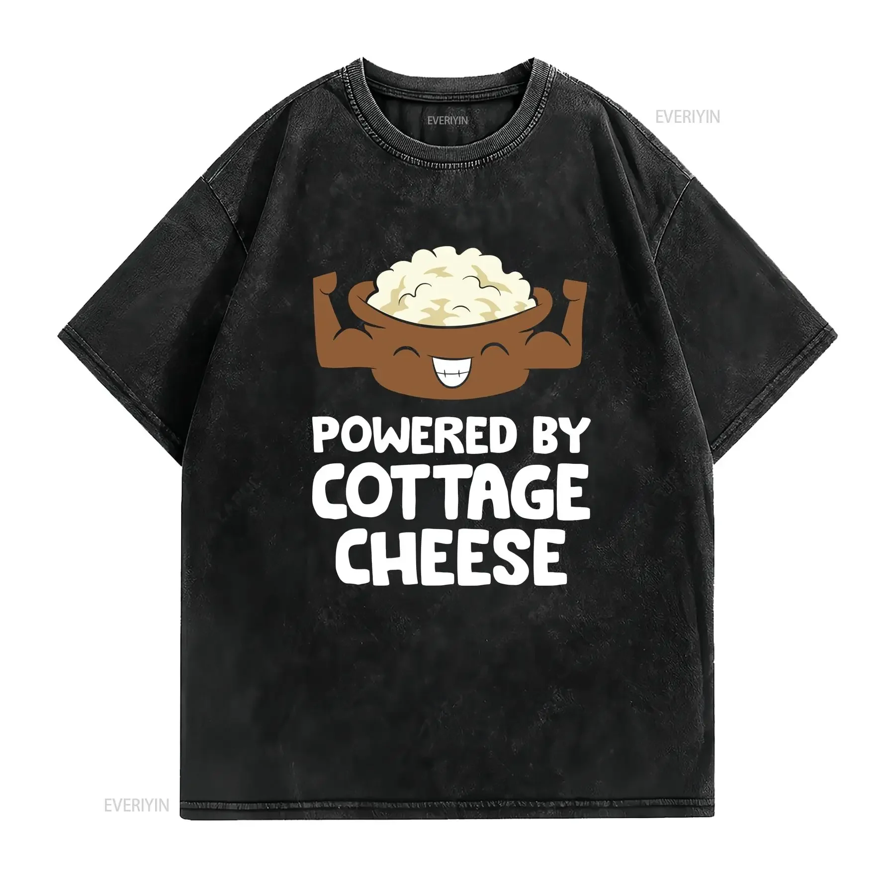 تي شيرت مدعوم من Cottage Cheese تي شيرت عتيق مغسول وممتد ملابس مصممة قليلاً ومتعددة الاستخدامات وأنيقة وقابلة للتنفس