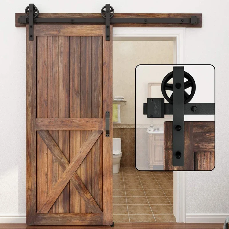 Sliding Barn Door Hardware Hanger Tracks Set, Kitchen Track Kit, Track System, Carbon Steel