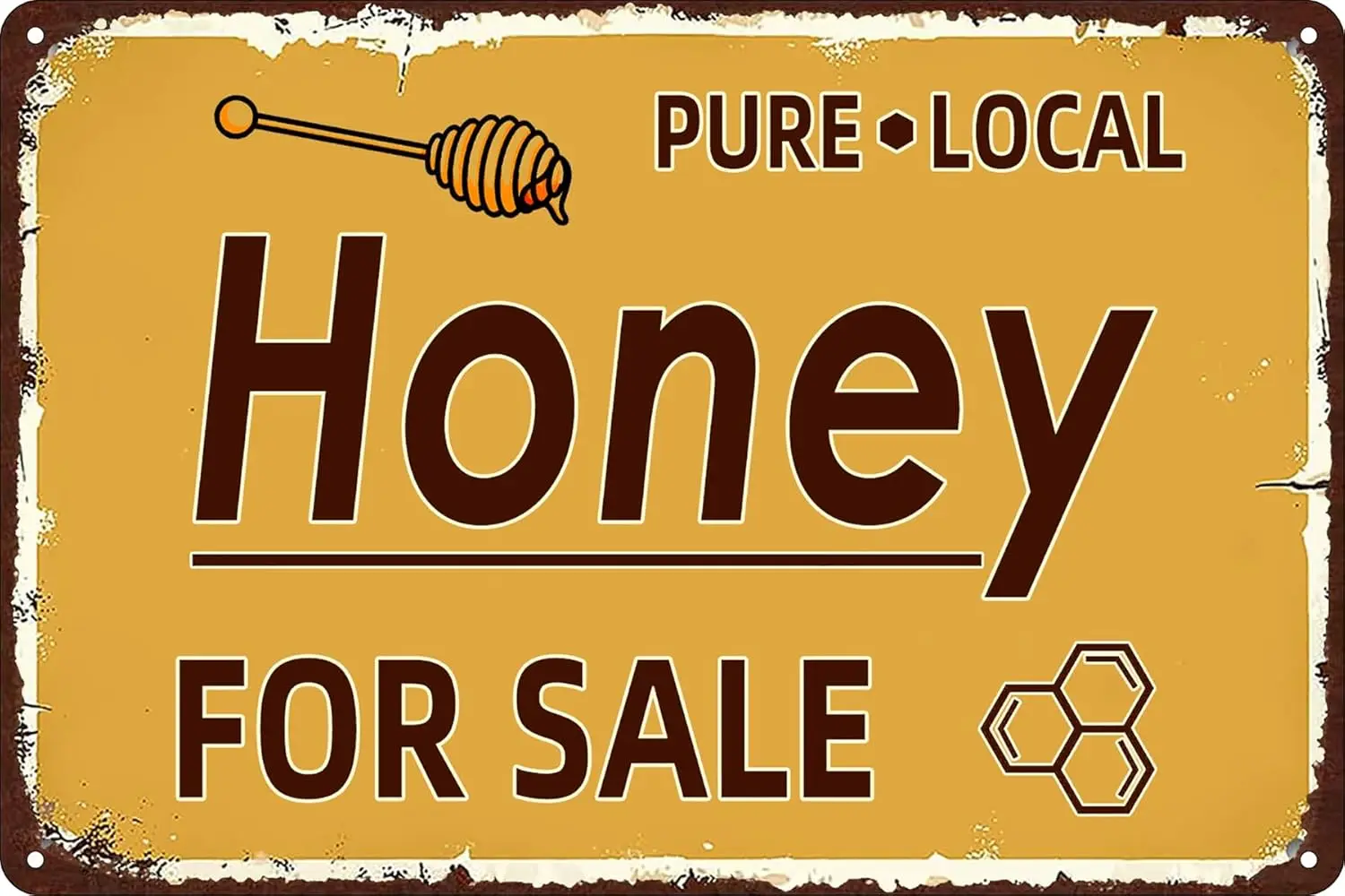 Vintage Metal Tin Sign Pure Local Honey for Sale Retro Signs Art Wall Decor Plaque Poster for Home Farm Garage Family Garde sign